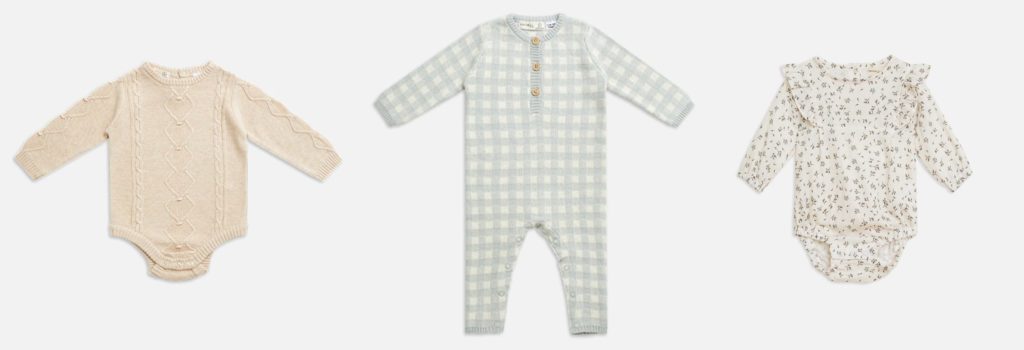 three Miann & Co outfits, lovely options for a newborn photography session